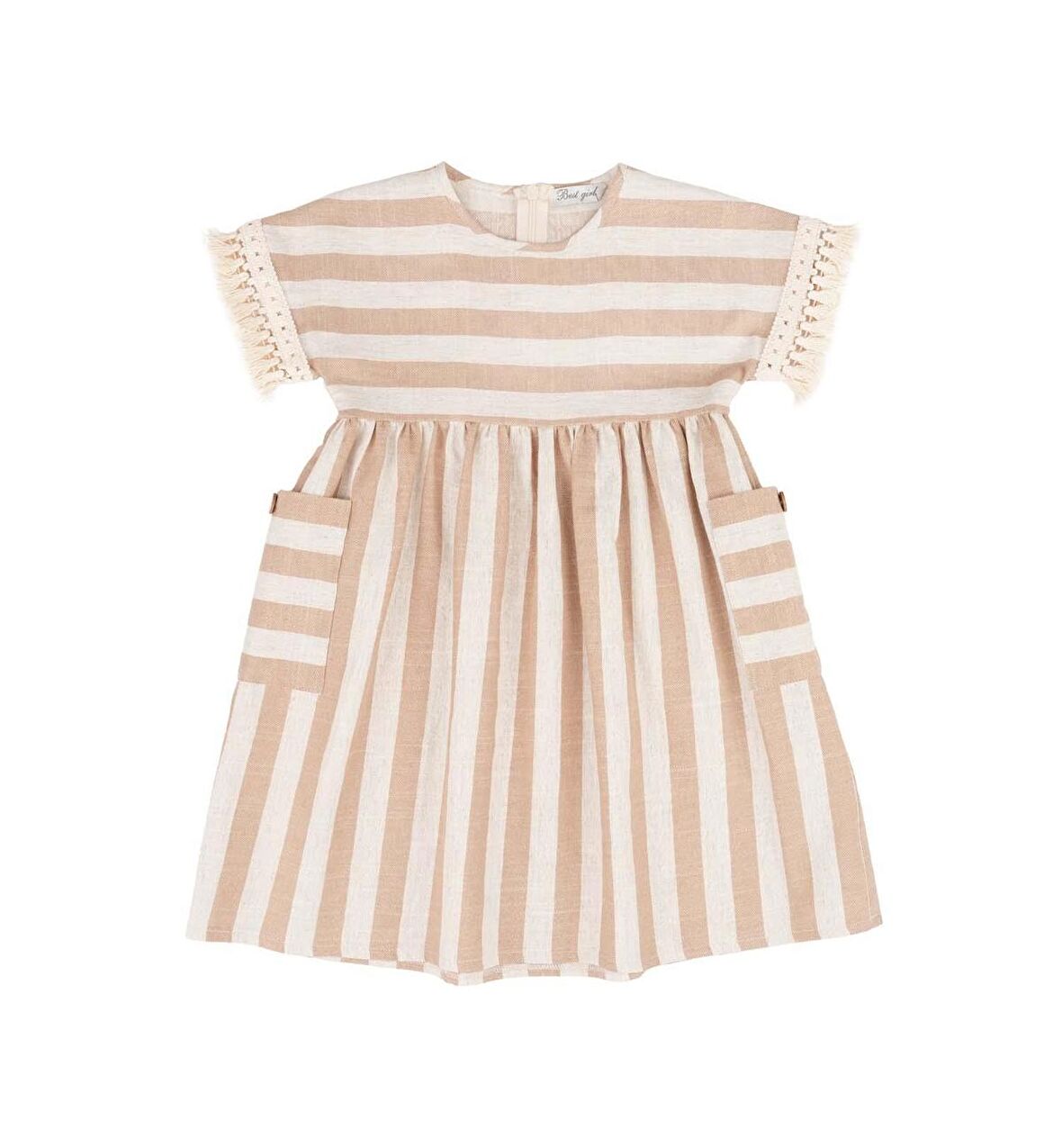 KIZ ÇOCUK ÇİZGİLİ ELBİSE