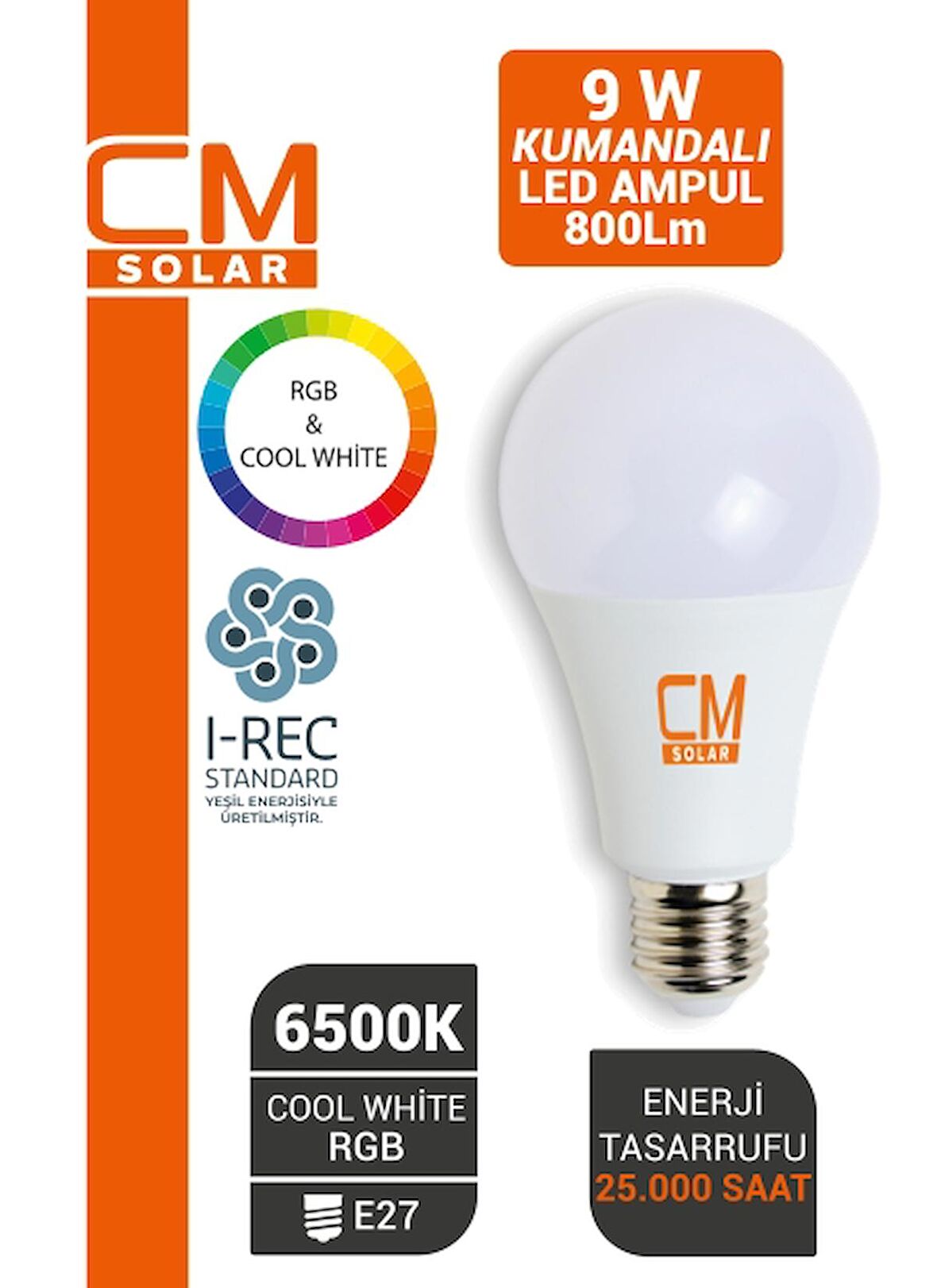 CMSOLAR 9W E27 DUY BEYAZ+RGB LED AMPUL