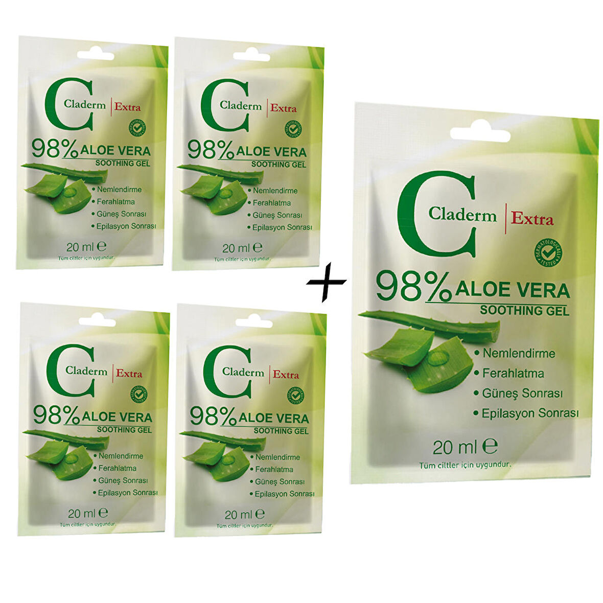 Claderm 5’li Aloe Vera Soothing Gel Avantaj Paketi 20ml.