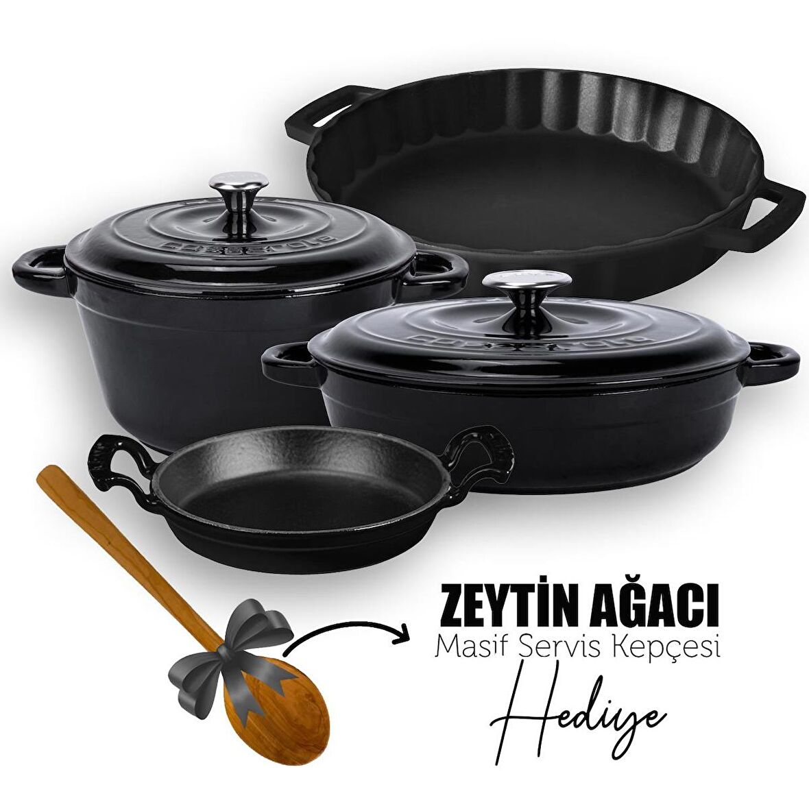 Lava 4X New Heritage 6 Parça Tencere Tava Seti Siyah