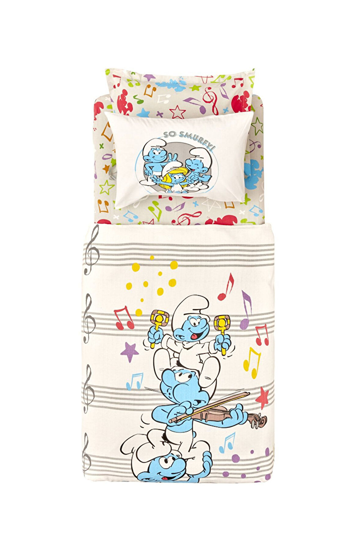 Smurfs by Karaca Home Musicial Time Tek Kişilik Pike Takımı