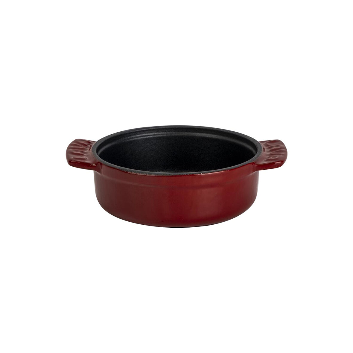 Lava Döküm Yuvarlak Güveç Kabı Döküm Demir Yekpare Çift Kulplu Çap(Ø)11cm.-Bordo