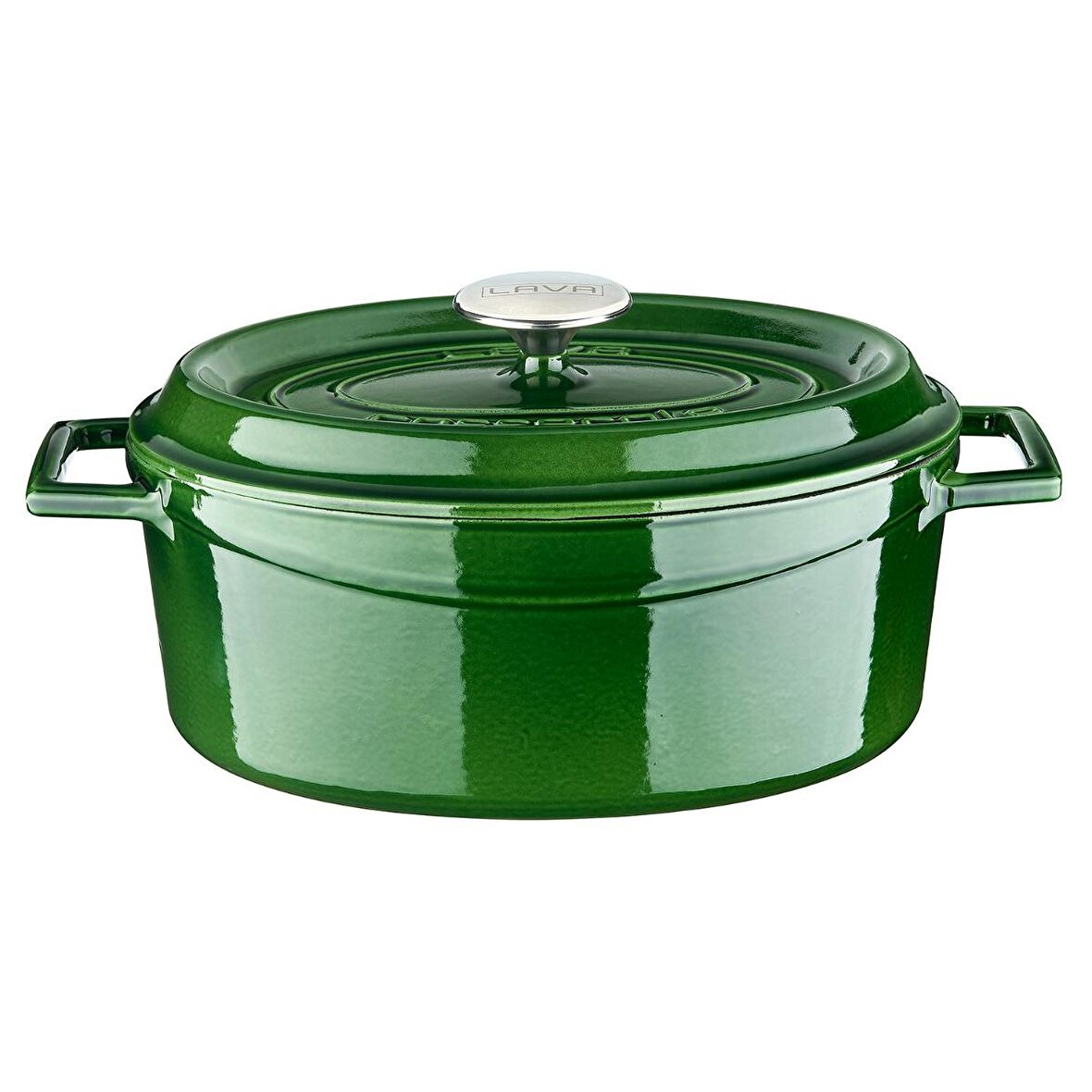 Lava Döküm Oval Tencere 21x27 cm, Majolica Yeşil