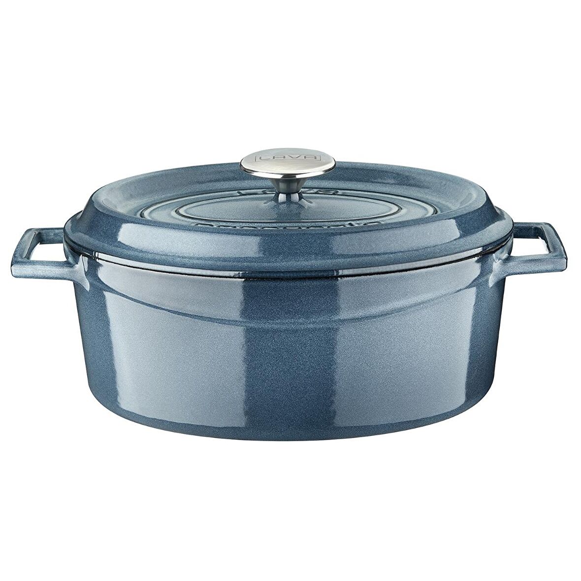 Lava Döküm Oval Tencere 21x27 cm, Majolica Gri