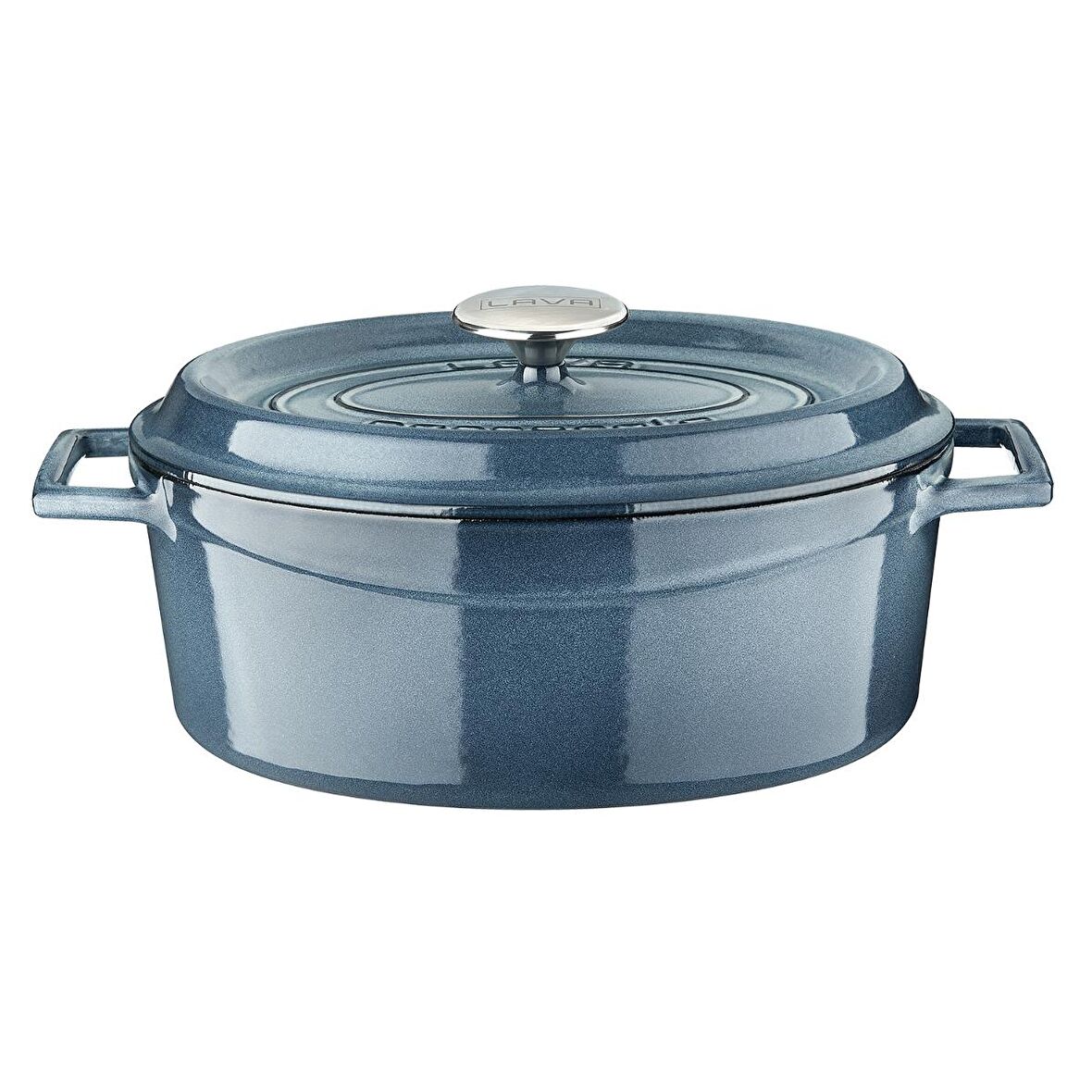 Lava Döküm Oval Tencere 23x29 cm, Majolica Gri