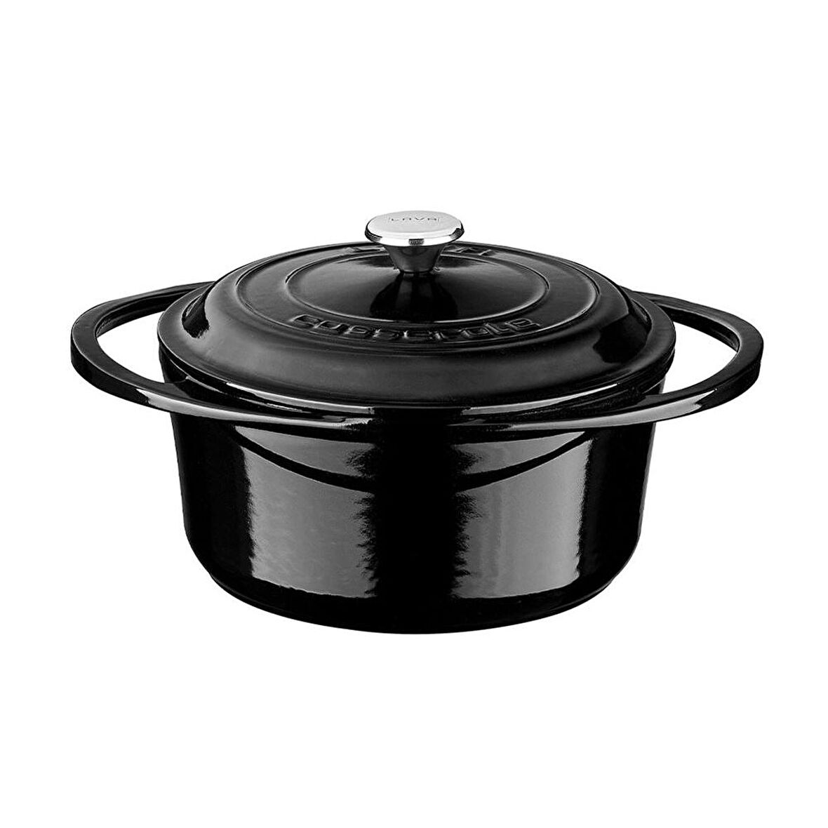 Lava Döküm Yuvarlak Tencere Çap(Ø)20cm Siyah