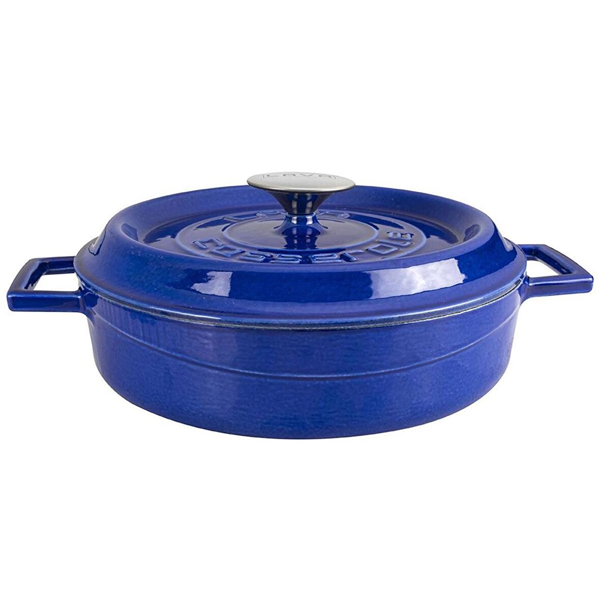 Lava Döküm Çok Amaçlı Yayvan Tencere Döküm Demir Yekpare Kulplu Premium Serisi Çap(Ø)28cm. - Majolica Mavi