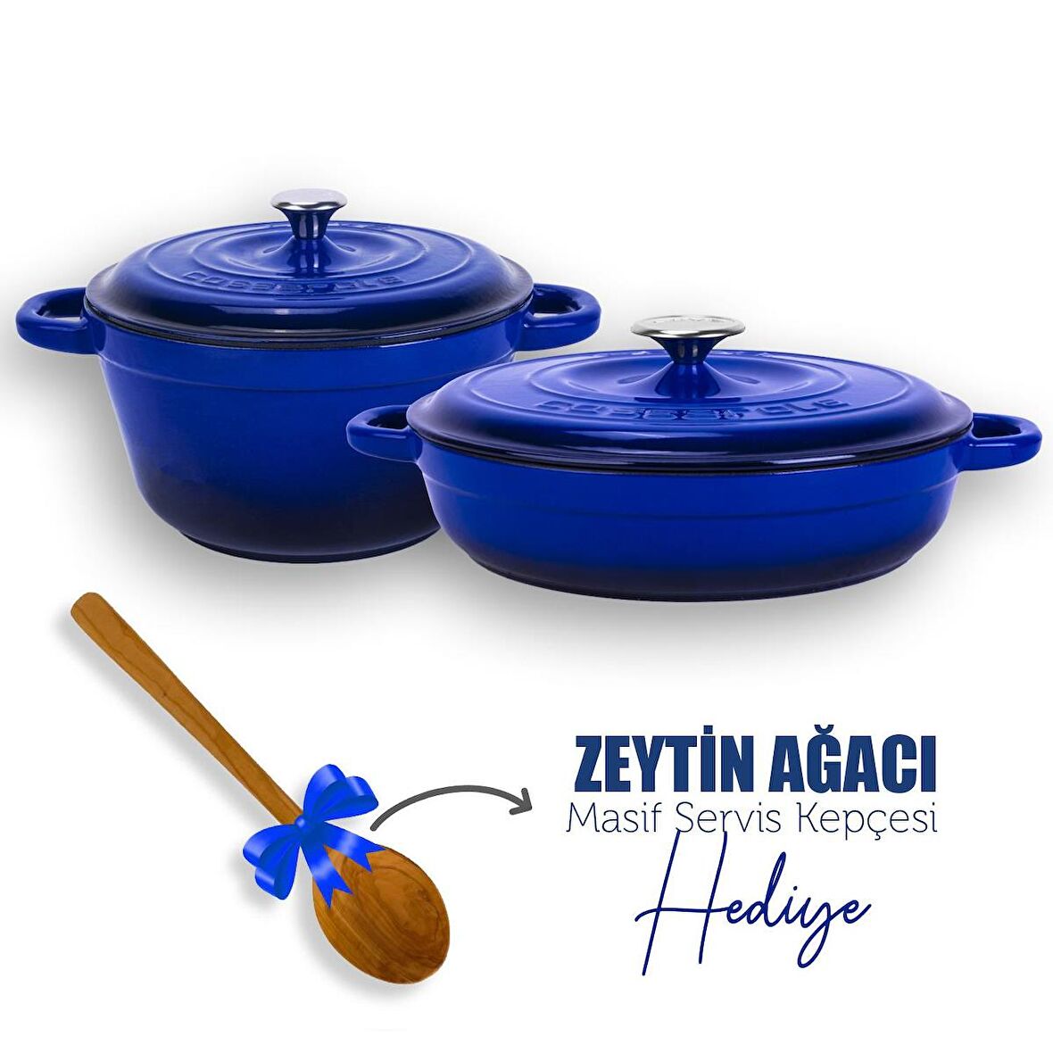 Lava 2X New Heritage 4 Parça Tencere Tava Seti Mavi