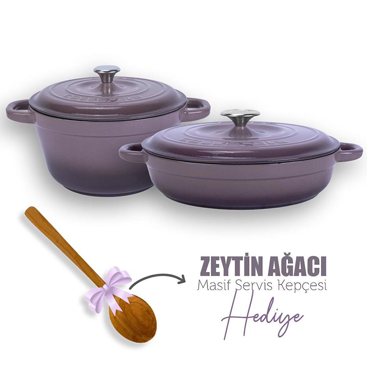 Lava 2X New Heritage 4 Parça Tencere Tava Seti Mor