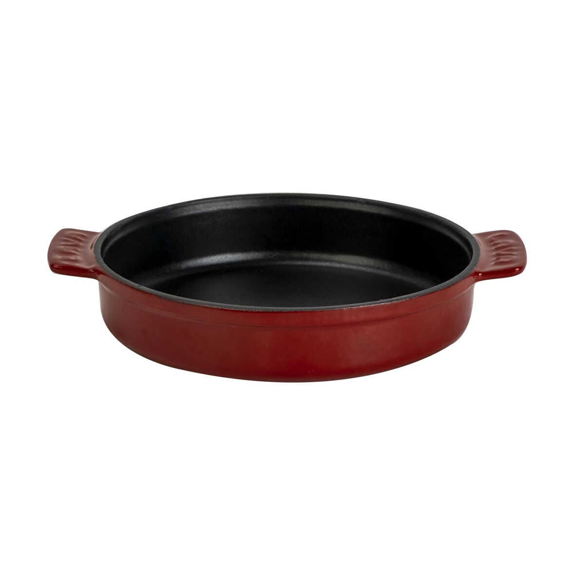 Lava Döküm Yuvarlak Güveç Kabı Döküm Demir Yekpare Çift Kulplu Çap(Ø)17cm.-Bordo