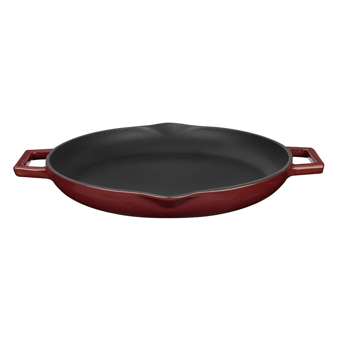 Lava Döküm Yuvarlak Kızartma Tavası Döküm Demir Yekpare Çift Kulplu Çap(Ø)26cm.-Bordo