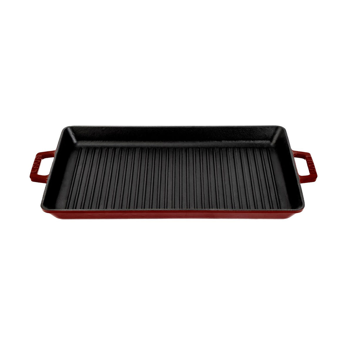 Lava Döküm Dikdörtgen Izgara Tavası Döküm Demir Yekpare Çift Kulplu Ölçü 26x45cm.-Bordo