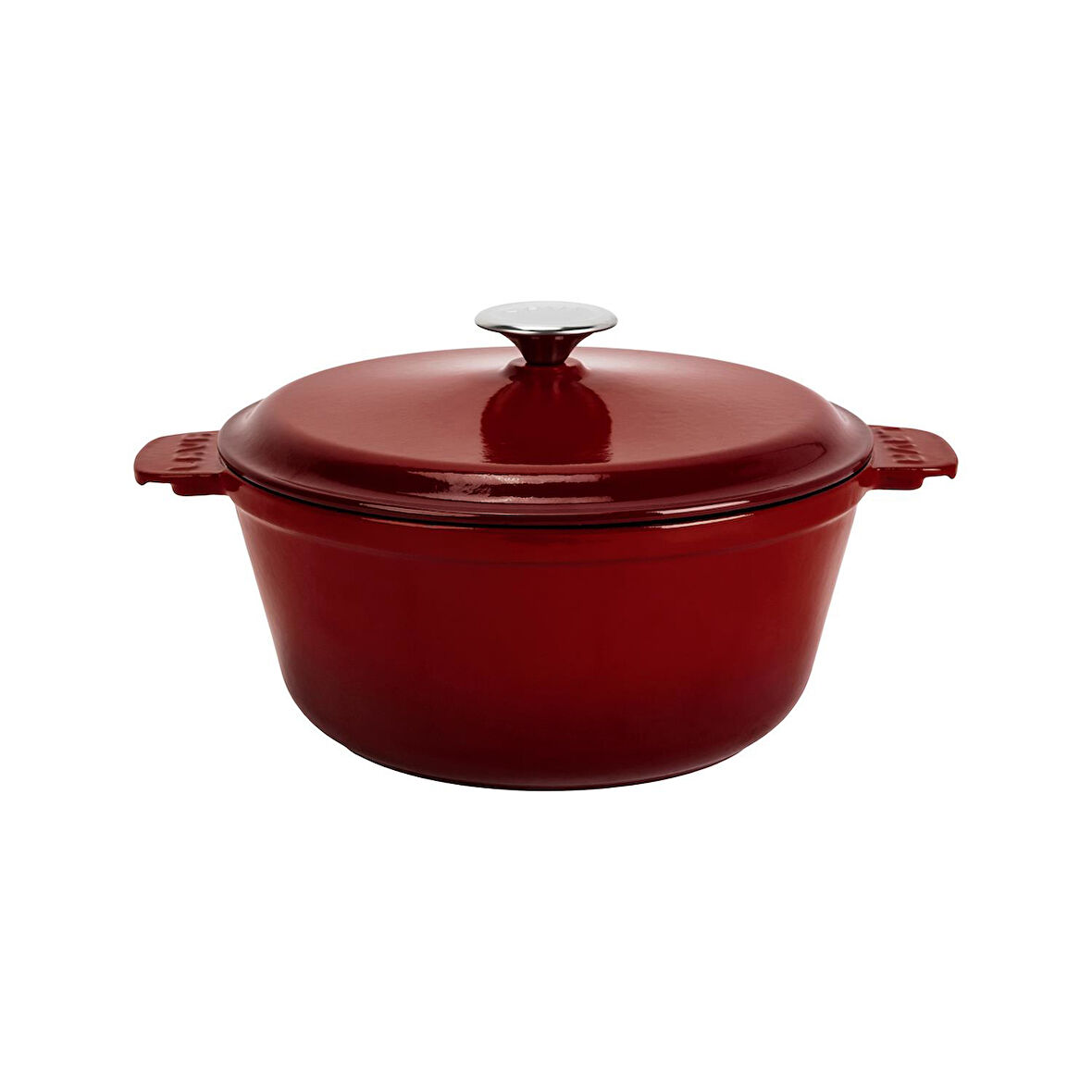 Lava Döküm Yuvarlak Güvec Tencere Döküm Demir Yekpare Kulplu. Çap(Ø)26cm.-Bordo