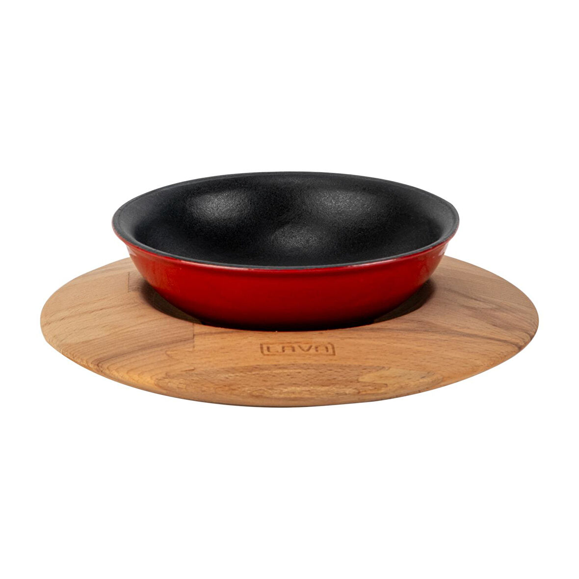 Lava Döküm Yuvarlak Çorba Kasesi ve Kayın Servis Ahşabı. Çap(Ø)14cm.