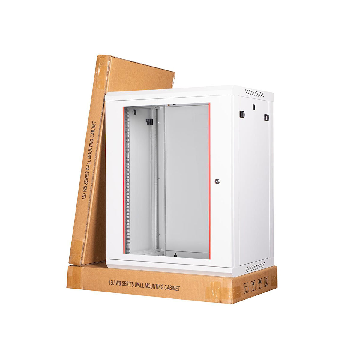 LANDE - 15U 19" Duvar Tipi Rack Kabinet – Genişlik: 600 mm | Derinlik: 450 mm – Açık Gri (Demonte)