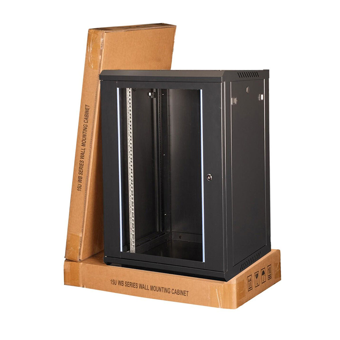 LANDE - 15U 19" Duvar Tipi Rack Kabinet – Genişlik: 600 mm | Derinlik: 450 mm – Siyah (Demonte)