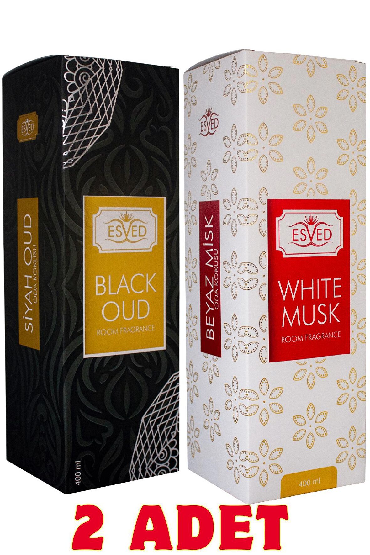 Beyaz Misk & White Musk ve Siyah Oud & Black Oud Oda Ve Kumaş Spreyi Seccade Spreyi Oda Kokusu Koku 400 ml