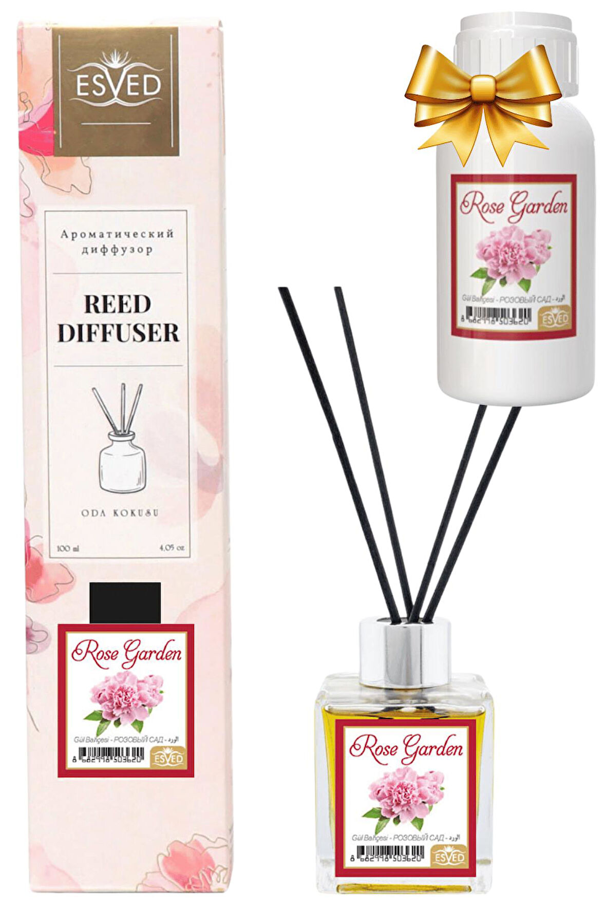 Gül Bahçesi Kokusu 100 Ml Çubuklu Oda Kokusu Yedek Dolum Şişesi Hediyeli