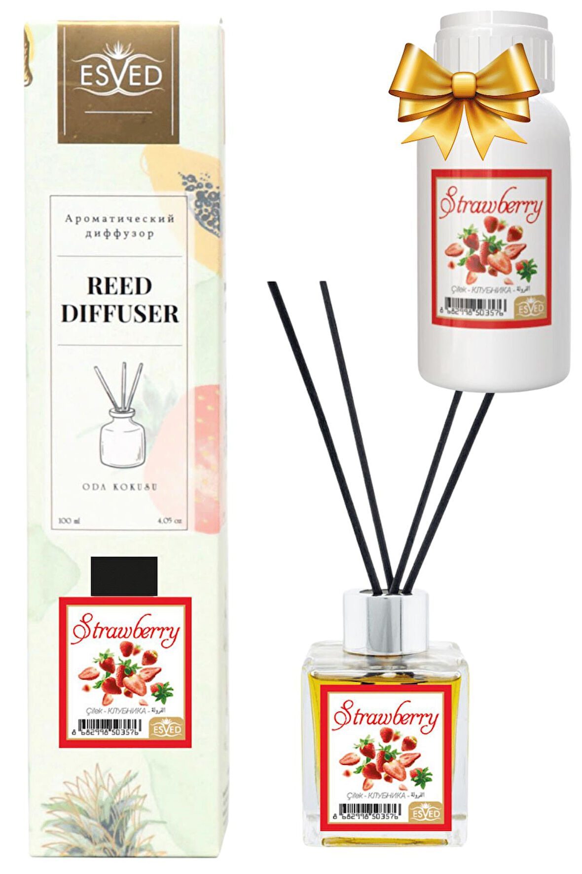 Çilek Kokusu 100 Ml Çubuklu Oda Kokusu Yedek Dolum Şişesi Hediyeli