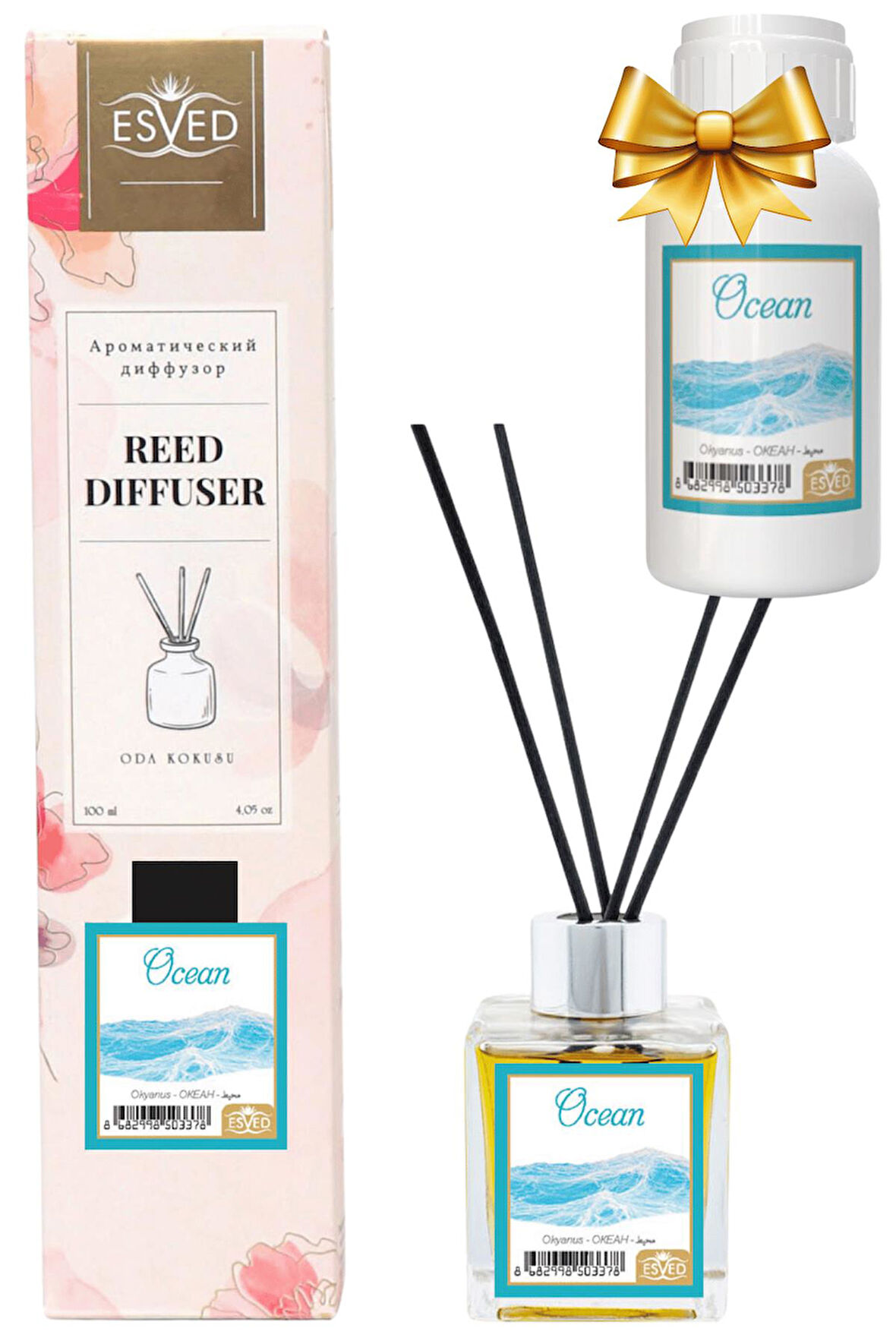 Okyanus Kokusu 100 Ml Çubuklu Oda Kokusu Yedek Dolum Şişesi Hediyeli