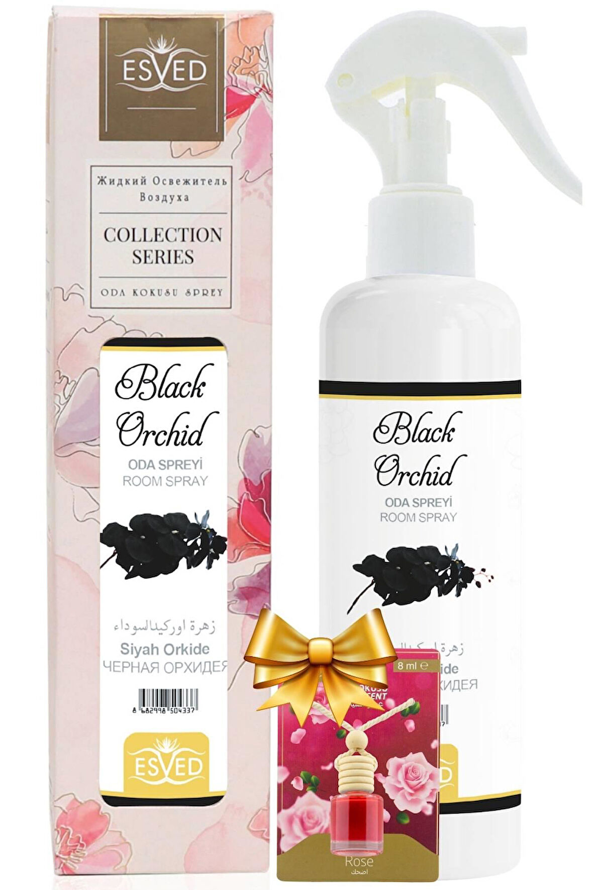 Siyah Orkide Kokusu Sprey 400Ml. Gül Kokusu Araba Kokusu 8Ml. Hediyeli