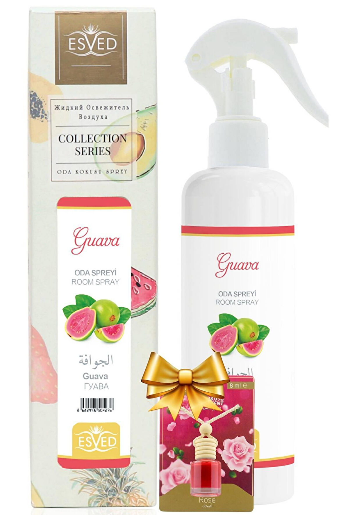 Guava Kokusu Sprey 400Ml. Gül Kokusu Araba Kokusu 8Ml. Hediyeli