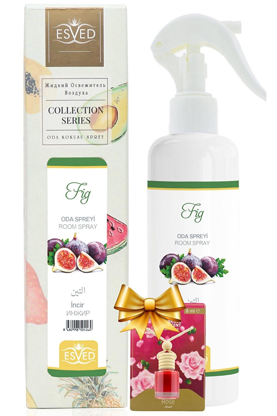 İncir Kokusu Sprey 400Ml. Gül Kokusu Araba Kokusu 8Ml. Hediyeli