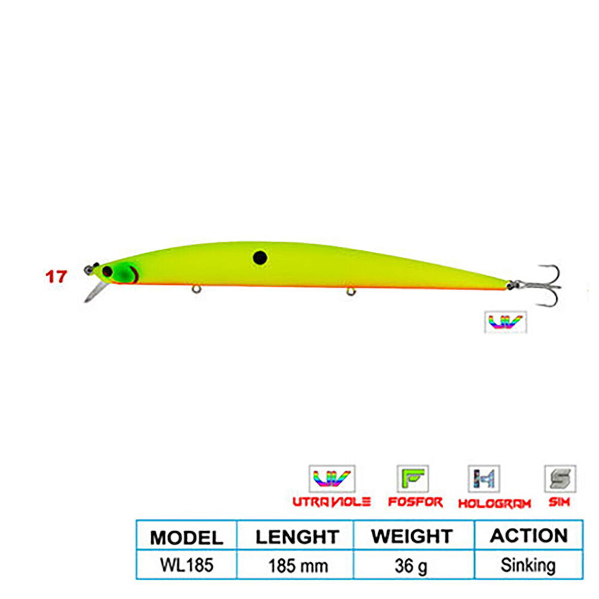 Wily SUPER STAR CL:17 185mm 36gr (Sinking)