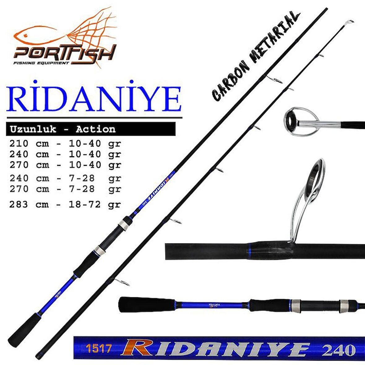 Portfish Ridaniye Spin 240 cm Olta Kamışı 2 Parça 7-28 gr