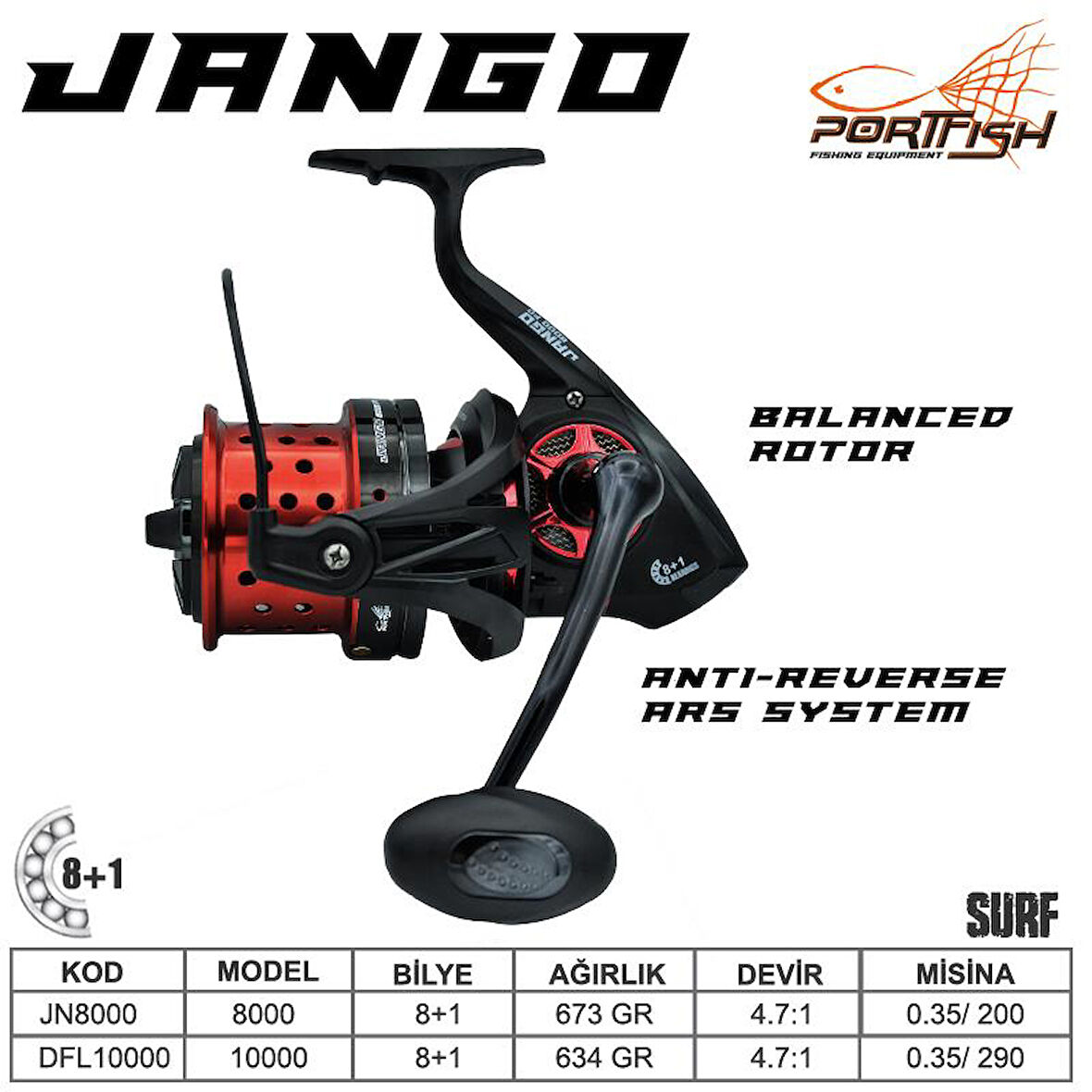Portfish Jango 8000 FD Surf Olta Makinesi