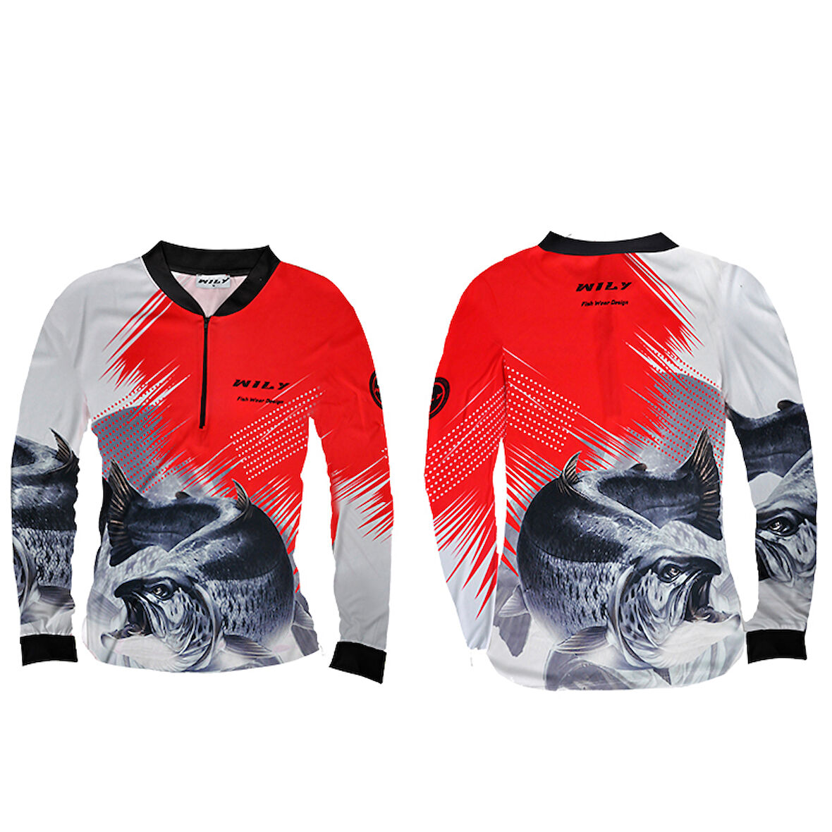 Wily Wear UV Korumalı Balıkçı T-Shirt Fermuarlı Vision Red - L