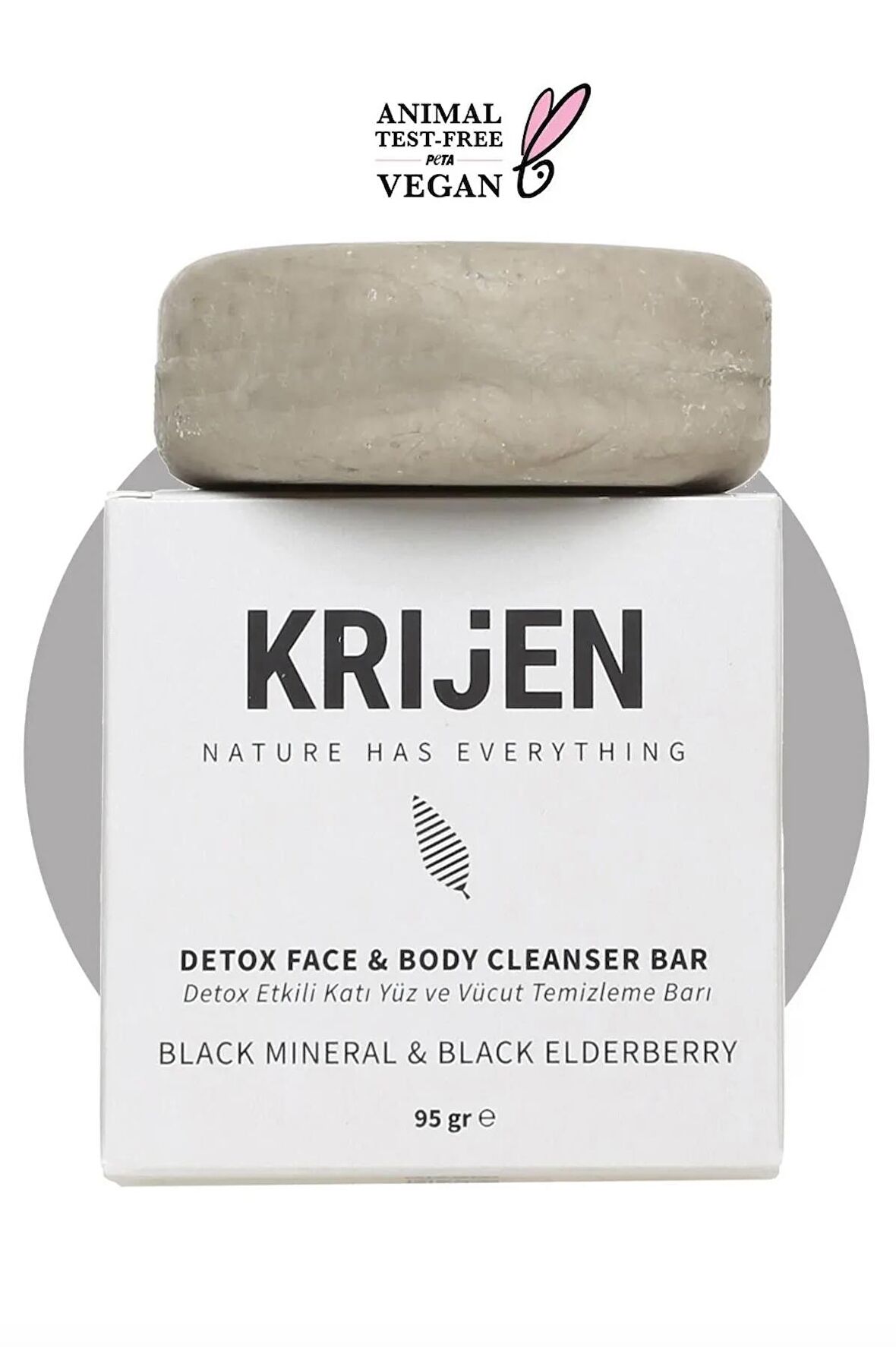 Detox Etkili Siyah Mineral & Kara Mürver Yüz Ve Vücut Temizleme Barı 95 gr