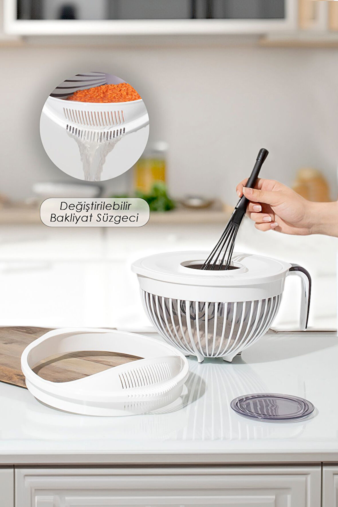 FOLY LIFE BNM-3132 BEYAZ 2'LI LİNEA SET MIKSER KABI PIRINC SUZGEC