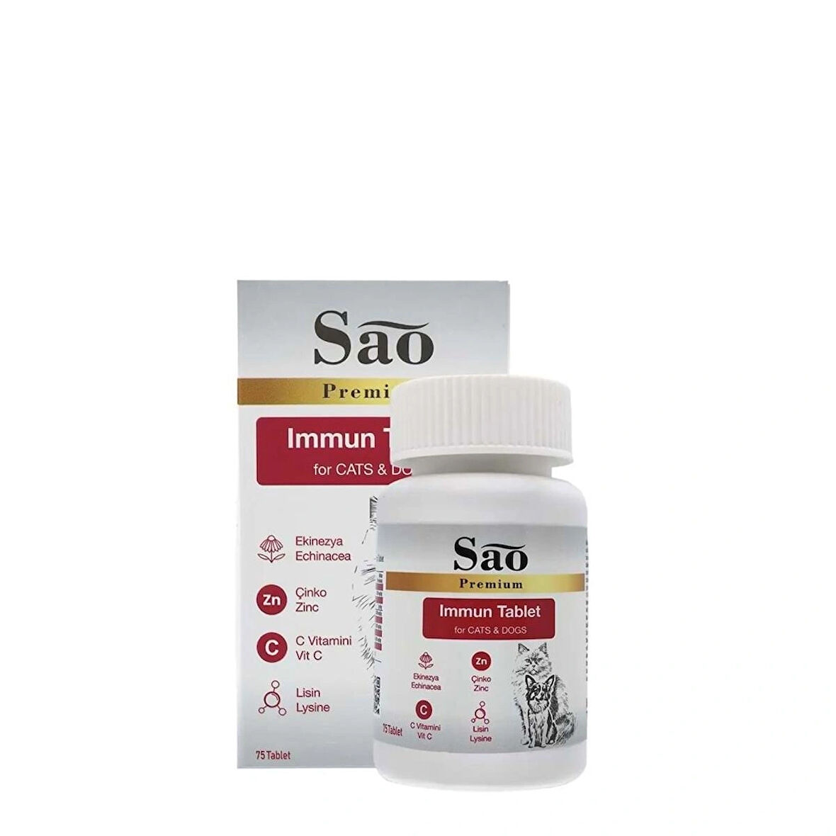 SAO Immune System Kedi ve Köpekler İçin Bağışıklık Sistemi Güçlendirici Tablet 75 Adet