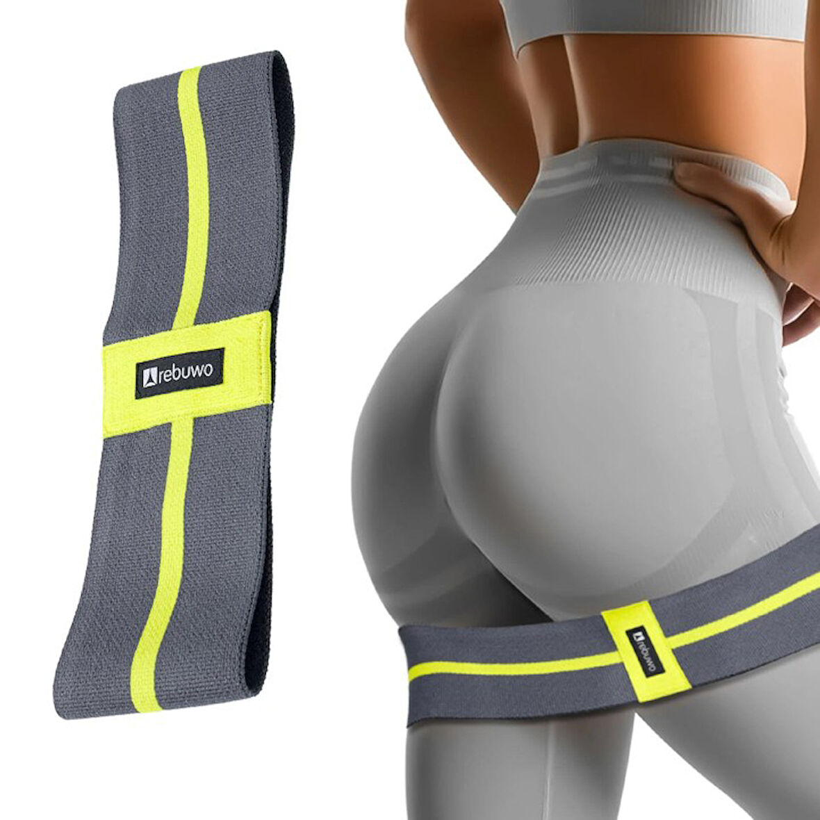 Rebuwo Squat Bant Pilates Fitness Spor Kalça Egzersizleri Direnç Bandı Direnç Lastiği 30CM