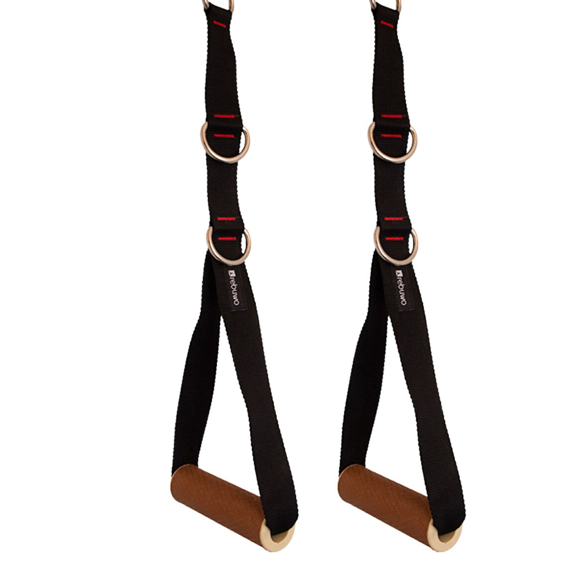Rebuwo 3 Kademeli Ayarlanabilir Cable Cross Elciği (1 Çift) - Kahverengi Tutacaklı Siyah Fitness Ağırlık Çekiş / Reform Egzersiz Aparatı 44cm