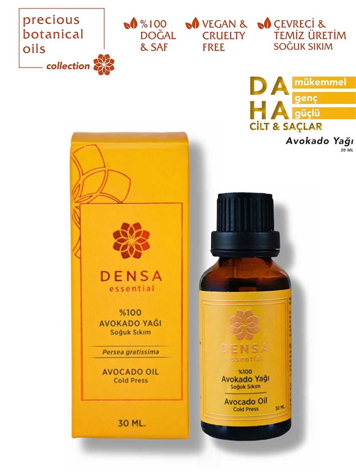 %100 Saf Avokado Yağı Soğuk Sıkım 30 Ml