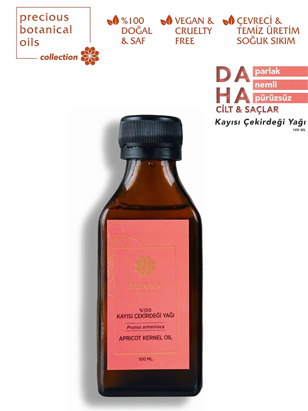 %100 Saf Kayısı Çekirdeği Yağı Soğuk Sıkım 100 Ml