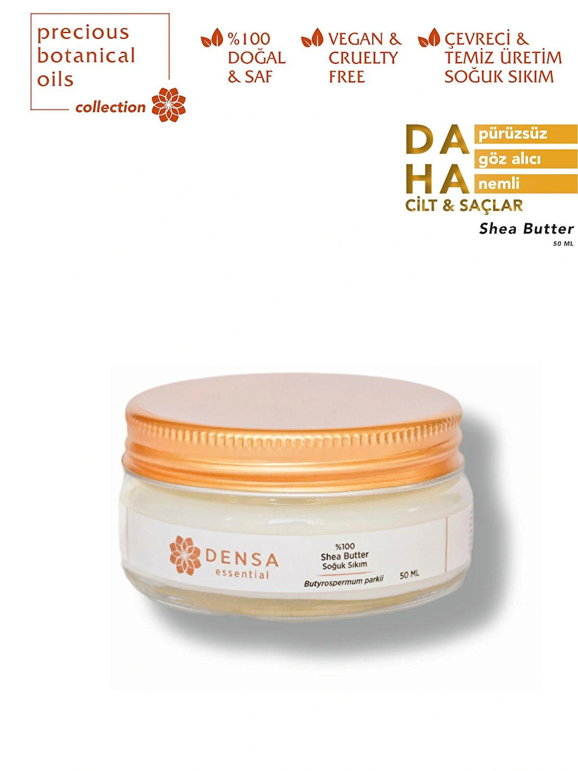 %100 Saf Ve Doğal Shea Butter Soğuk Sıkım 50ml