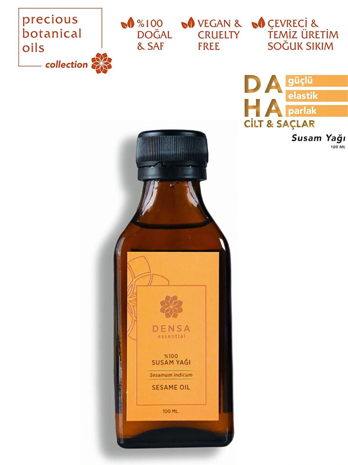 %100 Saf Ve Doğal Susam Yağı Soğuk Sıkım 100 ml