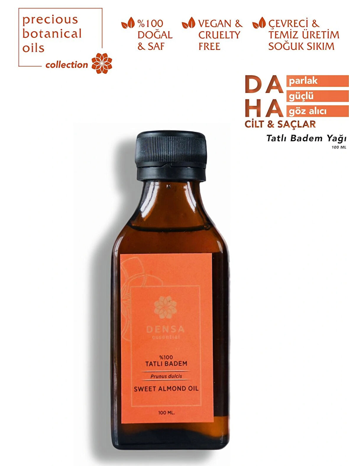 %100 Saf Ve Doğal Tatlı Badem Yağı Soğuk Sıkım 100ml