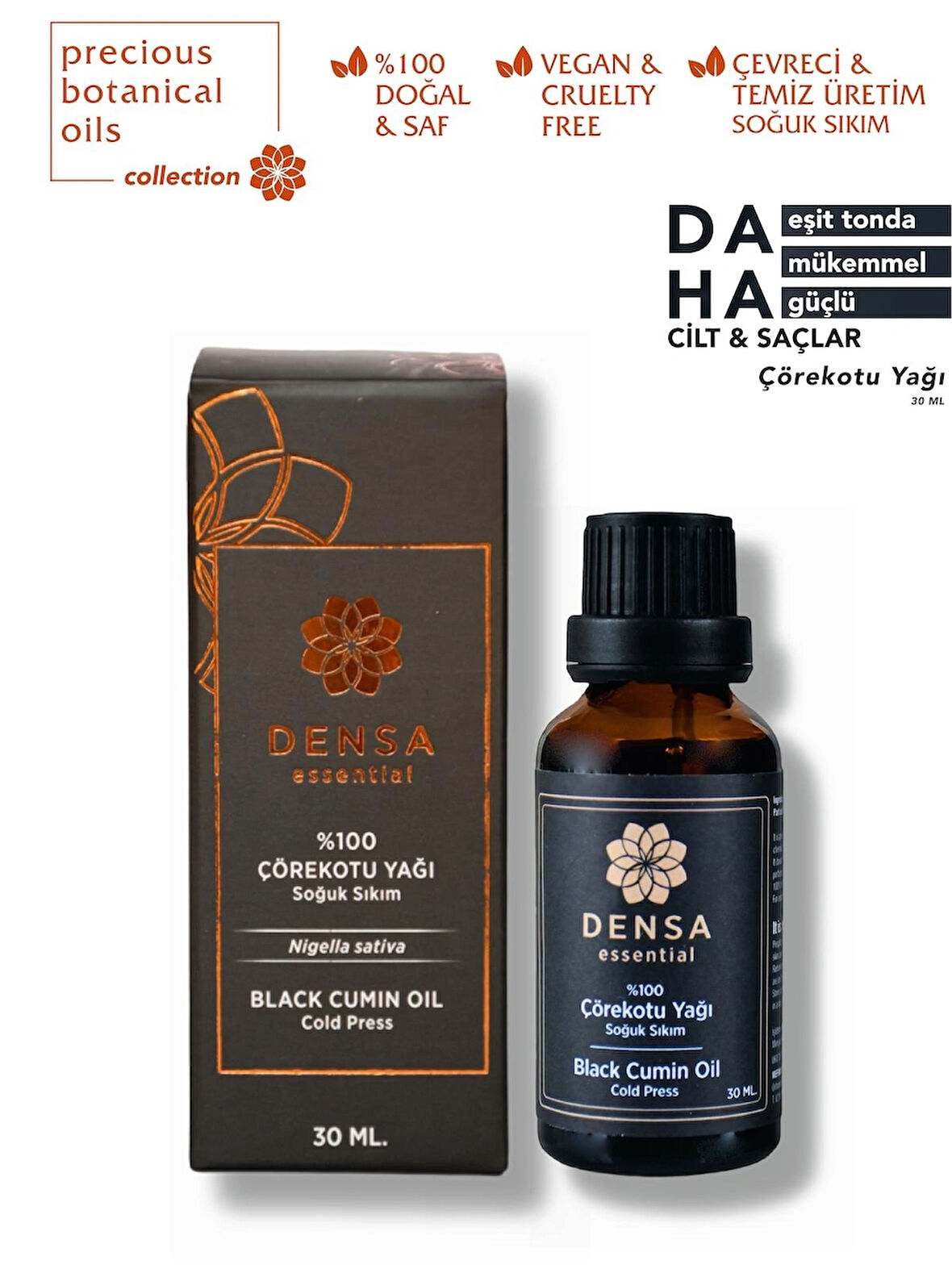 Densa Essential %100 Saf Çörekotu Yağı Soğuk Sıkım 30 Ml