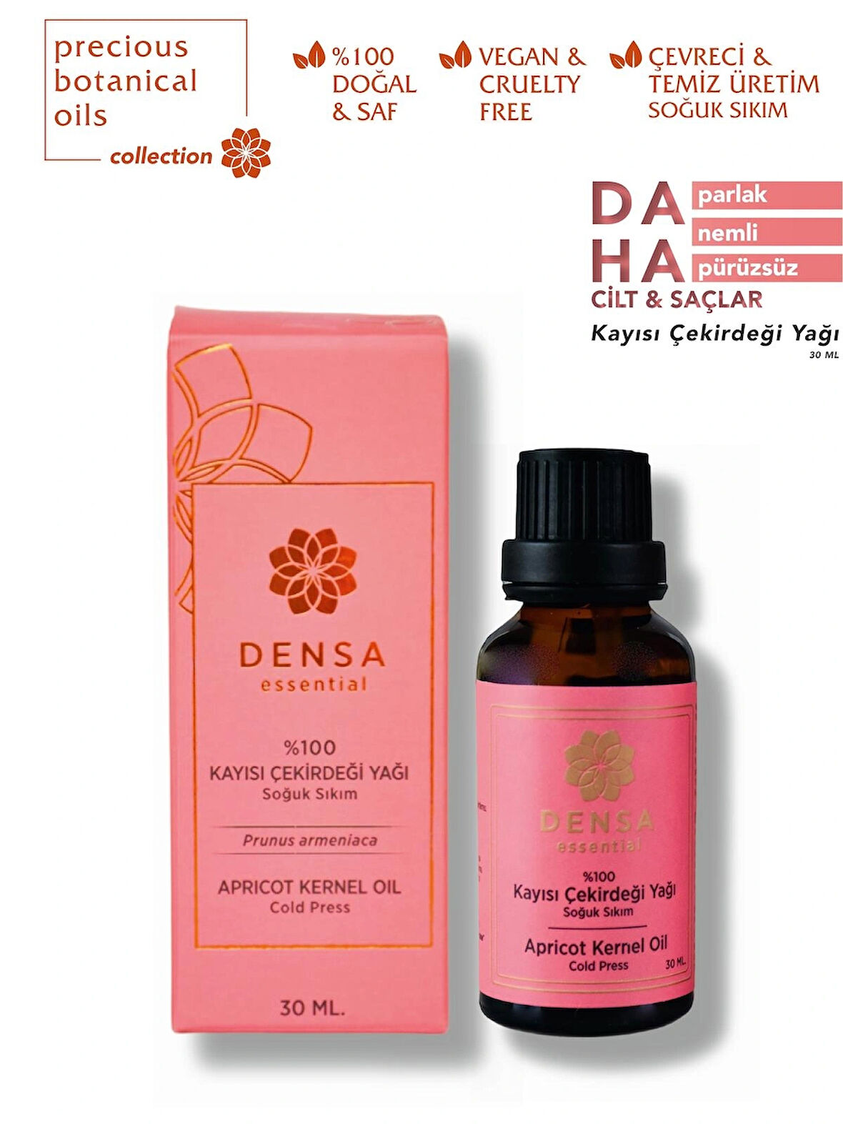 %100 Saf ve Doğal Kayısı Çekirdeği Yağı Soğuk Sıkım 30 Ml