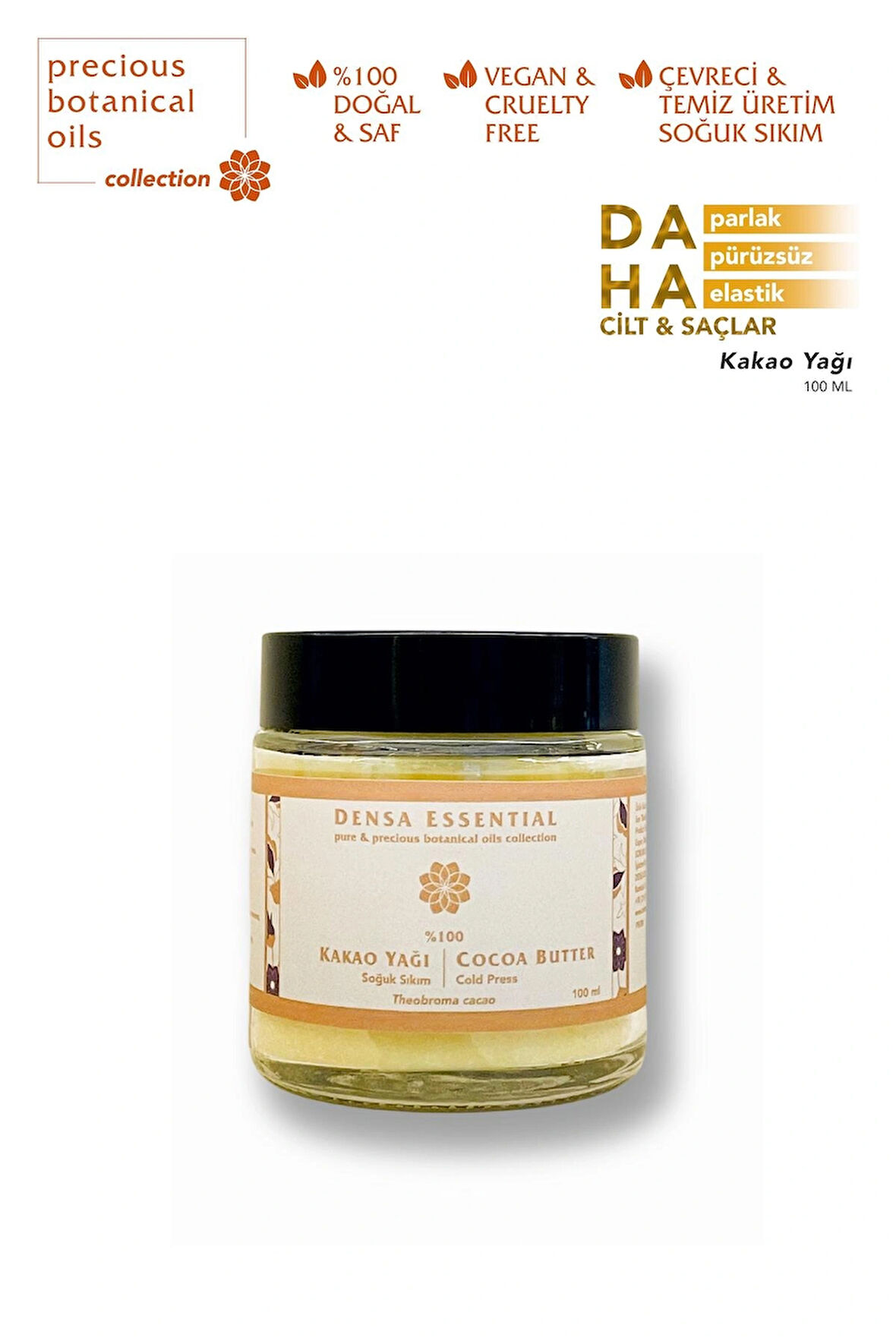 %100 Saf Kakao Yağı Soğuk Sıkım 100 ml