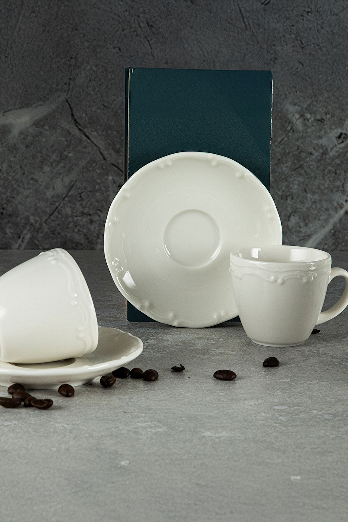 Tulü Porselen Liana 12 Parça 6 Kişilik Kahve Fincan Takımı Krem 100 ml