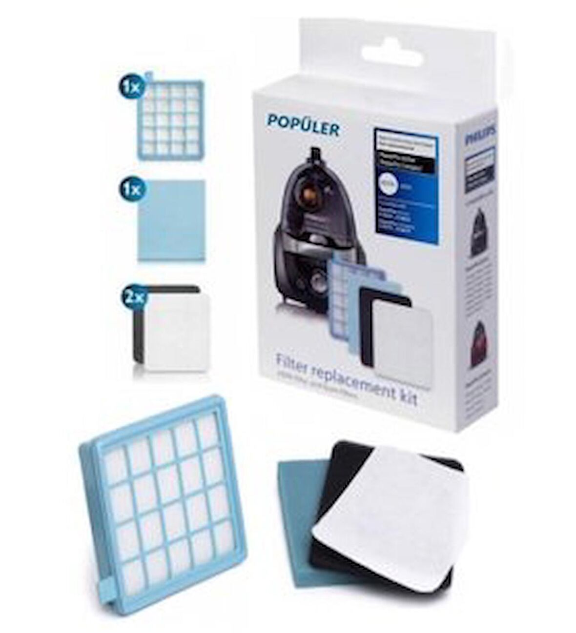 PHILIPS FC 9323/07 PowerPro Compact Uyumlu  Hepa Filtre Seti