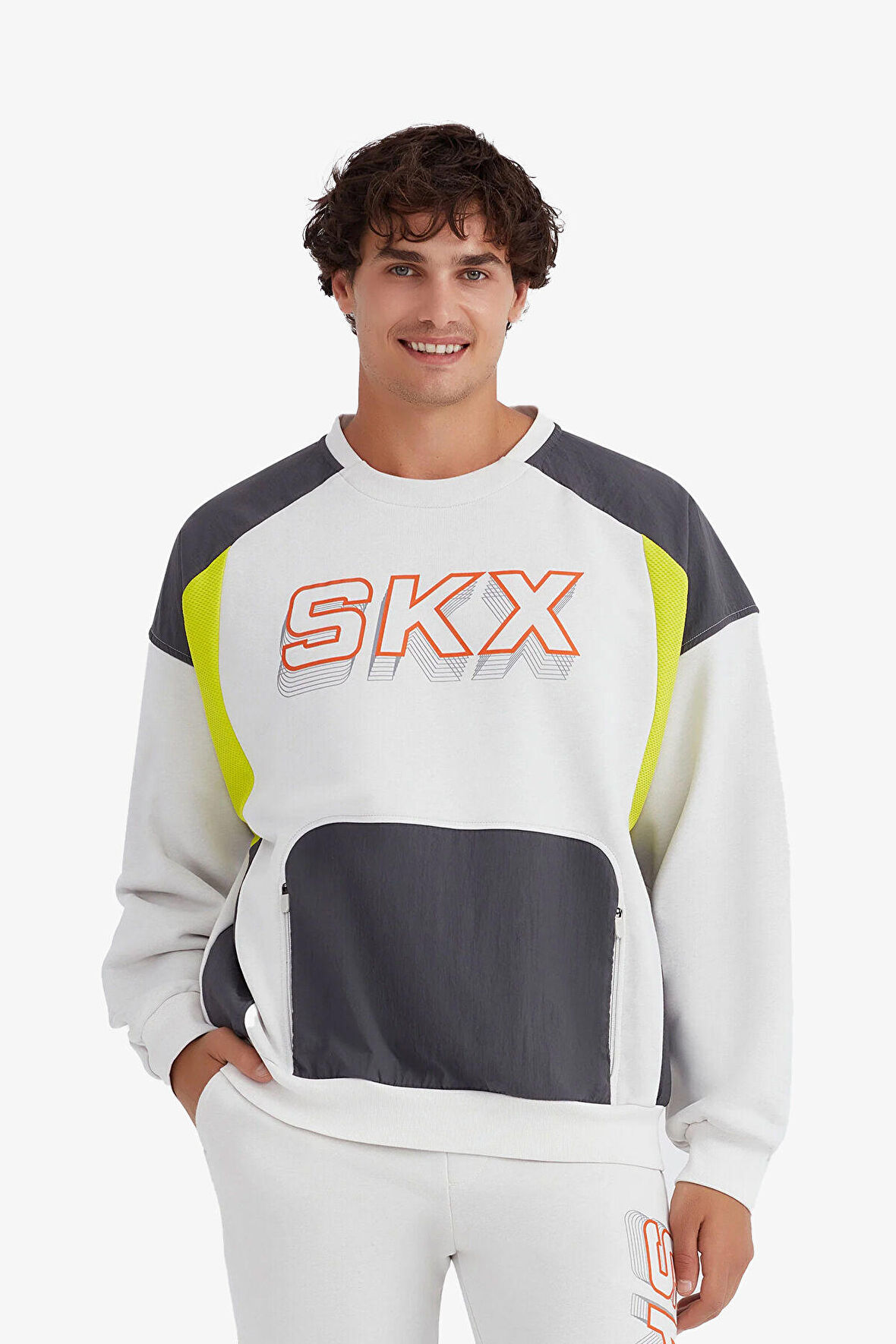 Skechers M LW Fleece Crew Neck Sweatshirt Erkek Gri Sweatshirt S232277-032