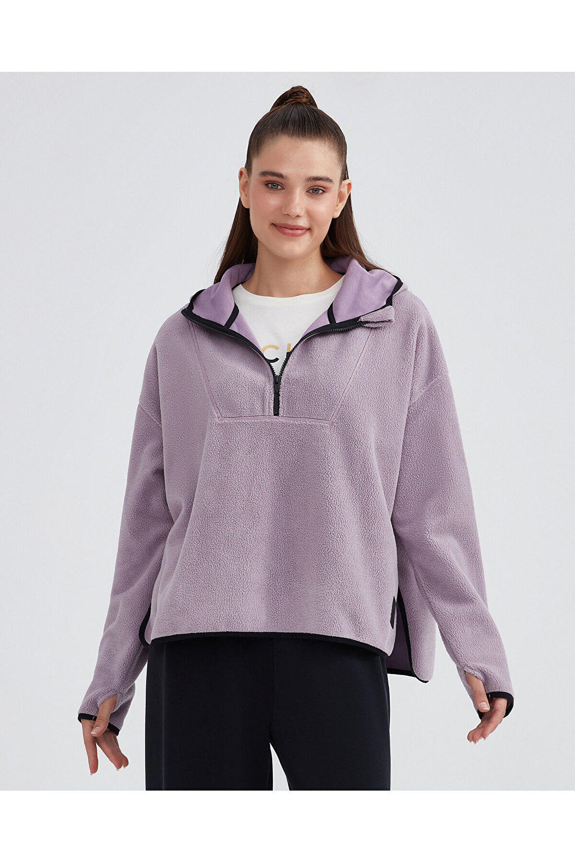 W Outdoor Fleece Half Zip Sherpa Kadın Pembe Sweatshirt S232297-506