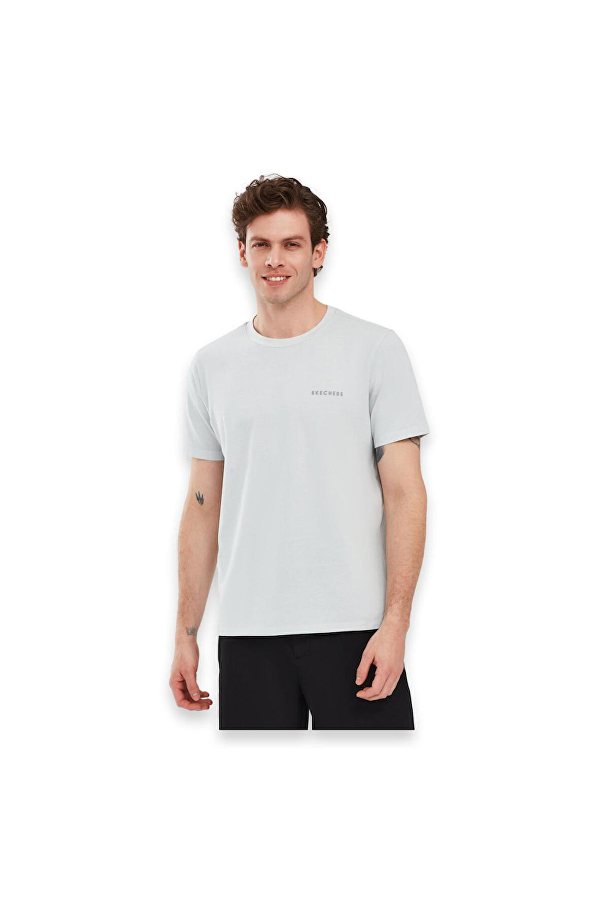 Skechers S241166 Organic Collm Sleeve Gri Erkek T-Shirt