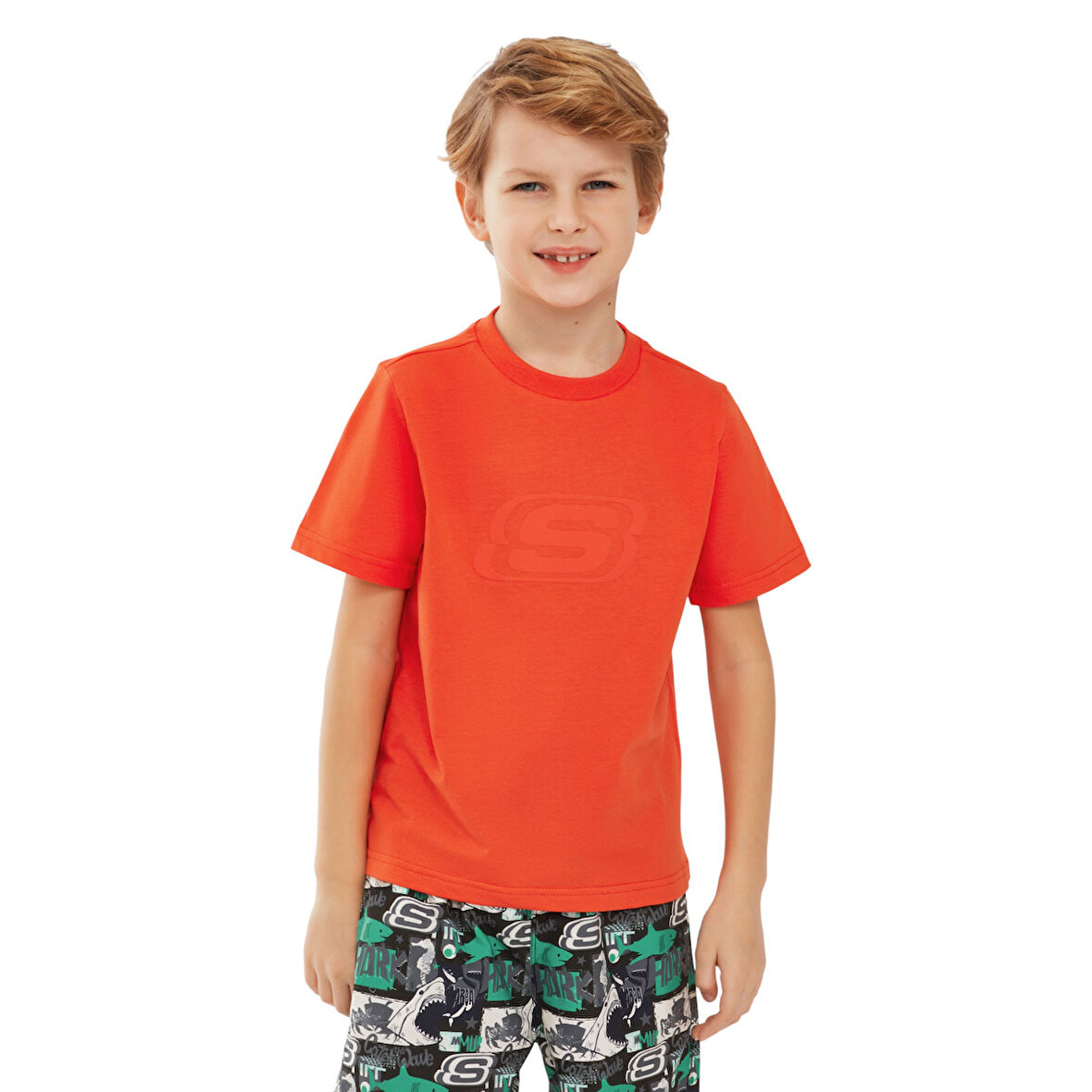 Essential B Short Sleeve T-Shirt Büyük Erkek Çocuk Turuncu Tshirt SK232080-700